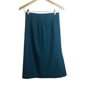 Vintage Metro New York Teal Wool Skirt Size 8